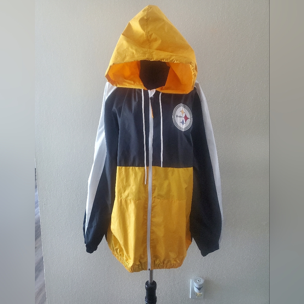 New NFL Pittsburgh Steelers Mitchell & Ness Throwback Windbreaker Jacket Sz L